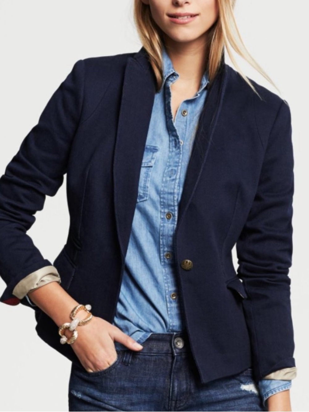 EUC Banana Republic Navy Single-Button Tailored Blazer Size  4